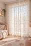 Linen Textured Colored Pompom Tulle Curtain (1/3 Dense Pleat) - 2