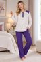 Large Size Women's Dressing Gown+ Pajamas+ Nightgown with Guipure Detail, 4-Piece Set, Long Sleeve, Melisa Fabric, 75% Cotton, 25% Viscose - 4