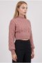 Women's Dusty Rose Thick Hair Knit Half Turtleneck Crop Sweater - 2