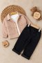 Quilted Jacket, Striped Sweatshirt, Lycra Jeans, 3-Piece Baby Boy Set