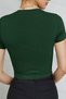 Women's grass green crew neck lycra short sleeve body crop blouse - 2