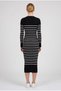 Women's Black Striped Stretchy Knit Slim Pencil Dress - 3