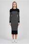 Women's Black Striped Stretchy Knit Slim Pencil Dress