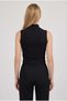 Women's black half turtleneck fitted basic stretchy tank crop top - 3