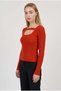Women's Tile U-Neck Band Detailed Long Sleeve Ribbed Extra Soft Blouse Body - 2