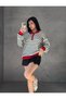 Red Polo Collar Striped Patterned Zippered Knit Sweater - 4