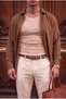 Men's Cream Colored Halter Neck Ribbed Lycra Undershirt - 2