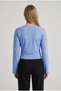 Women's light blue crew neck fitted waist spanish long sleeve blouse - 3