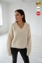 Women's Ecru Deep V Thick Thread Thick Knit V-Neck Sweater