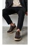 Genuine Leather 5 cm High Sole Comfortable Rubber Laced Brown Men's Stylish Sneaker Shoes - 7
