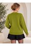 Green Crew Neck Oversized Women's Knit Sweater - 5