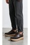 Genuine Leather 5 cm High Sole Comfortable Rubber Laced Brown Men's Stylish Sneaker Shoes - 3