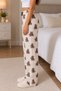 Women's Large Size Bear Patterned Cotton Brown Ribbon Detail Thick Single Bottom Pajamas - 4