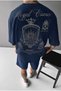 Men's Navy Blue Royal Oversize Fit Loose Wide Fit Casual Cut T-Shirt