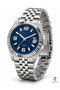 Men's Wristwatch Navy Blue Honeycomb Patterned Dial Silver Color Steel Case and Band Quartz Movement Calendar Analog Wristwatch