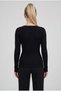 Women's Black Pear Collar Hook Detailed Hooked Long Sleeve Ribbed Extra Soft Blouse Body - 3
