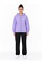 Women's Lilac Color Oversize Zippered Hooded Sweatshirt Jacket