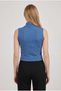 Women's Blue Color Half Fisherman Collar Body-Fitting Basic Flexible Athlete Crop Blouse - 3