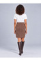 Women's Brown Suede Fabric Straight Cut Above Knee Skirt - 4