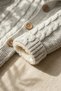 Lumi Soft Gray Fur Inside Hair Knit Patterned Hooded Baby Knitwear Jumpsuit - Winter B with Natural Wooden Buttons - 6