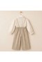 Embroidered Overalls Cotton Viscose Stone Button Detailed Shirt Double Set - 4