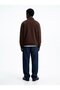 Regular Fit High Collar Half Zipper Brown Sweatshirt - 2