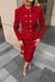 Gold Button Detailed Jacket and Midi Skirt Tweed Set - 3