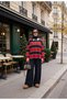 Lora Polo Collar Striped Oversize Two-Piece Set Red Blue - 2
