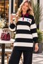 New Season Women's Thick Striped Heart Embroidered Detail Tricot Set - 2