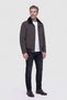 Brown Fur Collar Men's Zippered Coat - 5