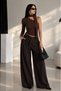 Women's One-Shoulder Detailed Scarf Sandy Fabric Blouse - 5