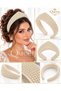 Pearl Majesty Luxurious Bridal Crown with Dense Pearls, Triangular Queen's Crown, Wide Promise Engagement Special Occasion Crown, Off-White. - 2