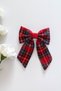 Plaid Patterned Bow Hair Clip Red Suitable for Children and Adults