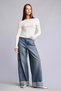 Ultra Soft Fitted Off-The-Shoulder Ribbed Ecru Women's Sweater H2387Ax/Er105 - 2