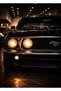 Classic Black Mustang Car Metal Poster - Magnetic Wall Art Print