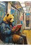 Bear Riding Subway Pop Art Metal Poster - Magnetic Wall Art Print