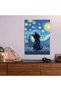 Cat Under Starry Night Pop Art Metal Poster - Magnetic Wall Art Print - 5