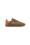 Brown Women's Genuine Leather Leopard Patterned Suede Detailed Lace-Up Casual Sports Shoes