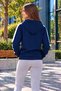 Women's Striped Detail Hooded Sweatshirt with Kangaroo Pocket - 3
