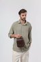 Men's Genuine Leather Hand and Shoulder Bag with Zipper, Multi-Compartment Daily Use Bag, Brown 31703 - 6