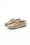 Beige Women's Genuine Leather Suede Lace-Up Moccasin Loafer Shoes - 2