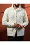 Slim Fit Polo Collar Wool Blend Buttoned Men's Cardigan Ecru T20332-05 - 2