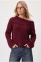 Women's New Perla Burgundy Soft Textured Sweater - 2