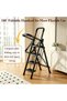 Easy Store 4 Step Black Collapsible Ladder Wide Pedals Flip Over Handrail Lightweight for Kitchen Pantry and Closet - 4