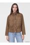 Lcw Modest Khaki Gathered Suede Look Women's Jacket - 2