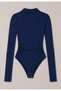 Polo Collar Embroidered Long Sleeve Bodysuit Blouse - 2