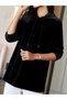 Women's long sleeve hooded lace-up velvet long blouse