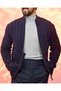 Slim fit half turtleneck zippered wool blend patterned cardigan navy blue t20335-02 - 5