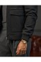 Italian Style Classic Mold Lapel Fur Collar Wool Blend Men's Coat Black T14727 - 4