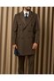 Slim Fit Double-Breasted Flap Pocket Patterned Men's Cashmere Coat Brown T20207-03 - 4